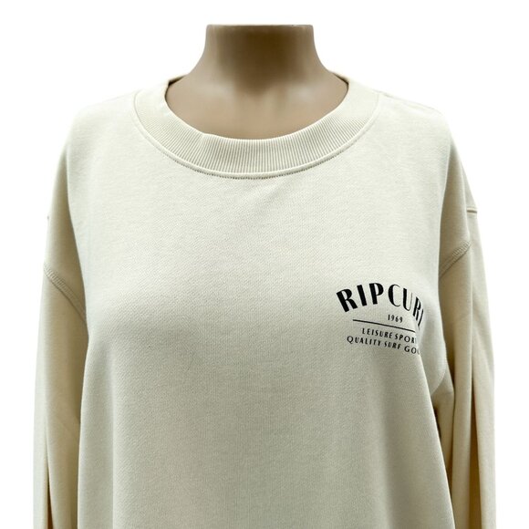 Ripcurl Run Swim Leisure Fleece Sweatshirt Long Sleeve Oversized Off White S NWT - Picture 15 of 16